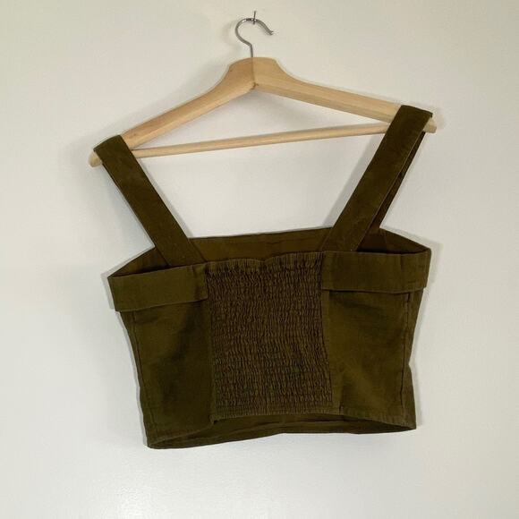 NWT Abercrombie & Fitch Linen Foldover Square Neck Sleeveless Crop Top - Small - Picture 2 of 5